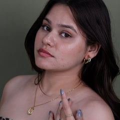 Twisted Gold-Black Hoop Earrings