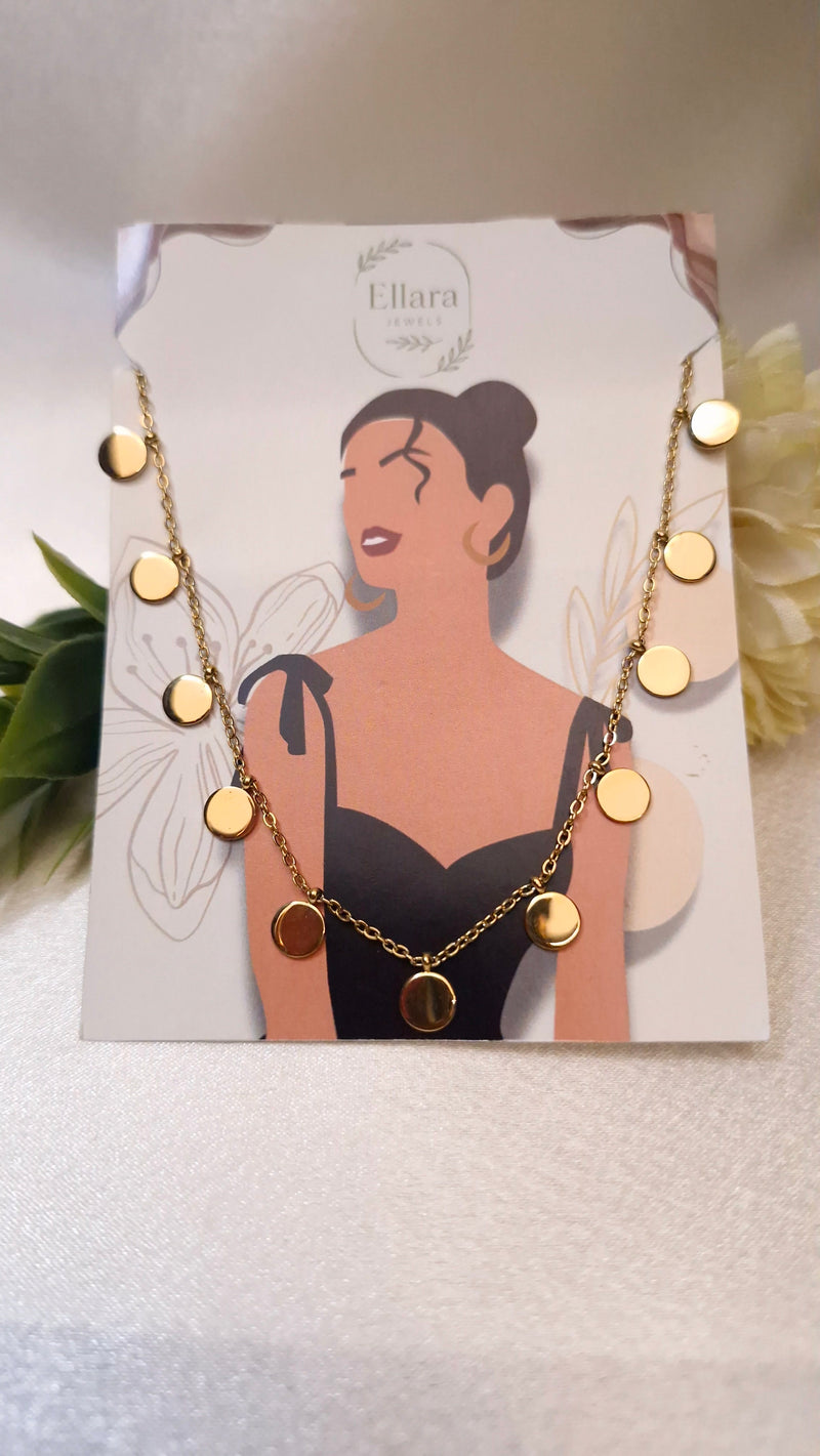 🟤 Matte Gold Disc Necklace