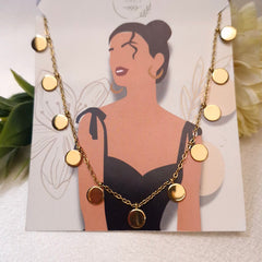 🟤 Matte Gold Disc Necklace