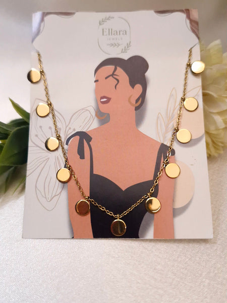 🟤 Matte Gold Disc Necklace