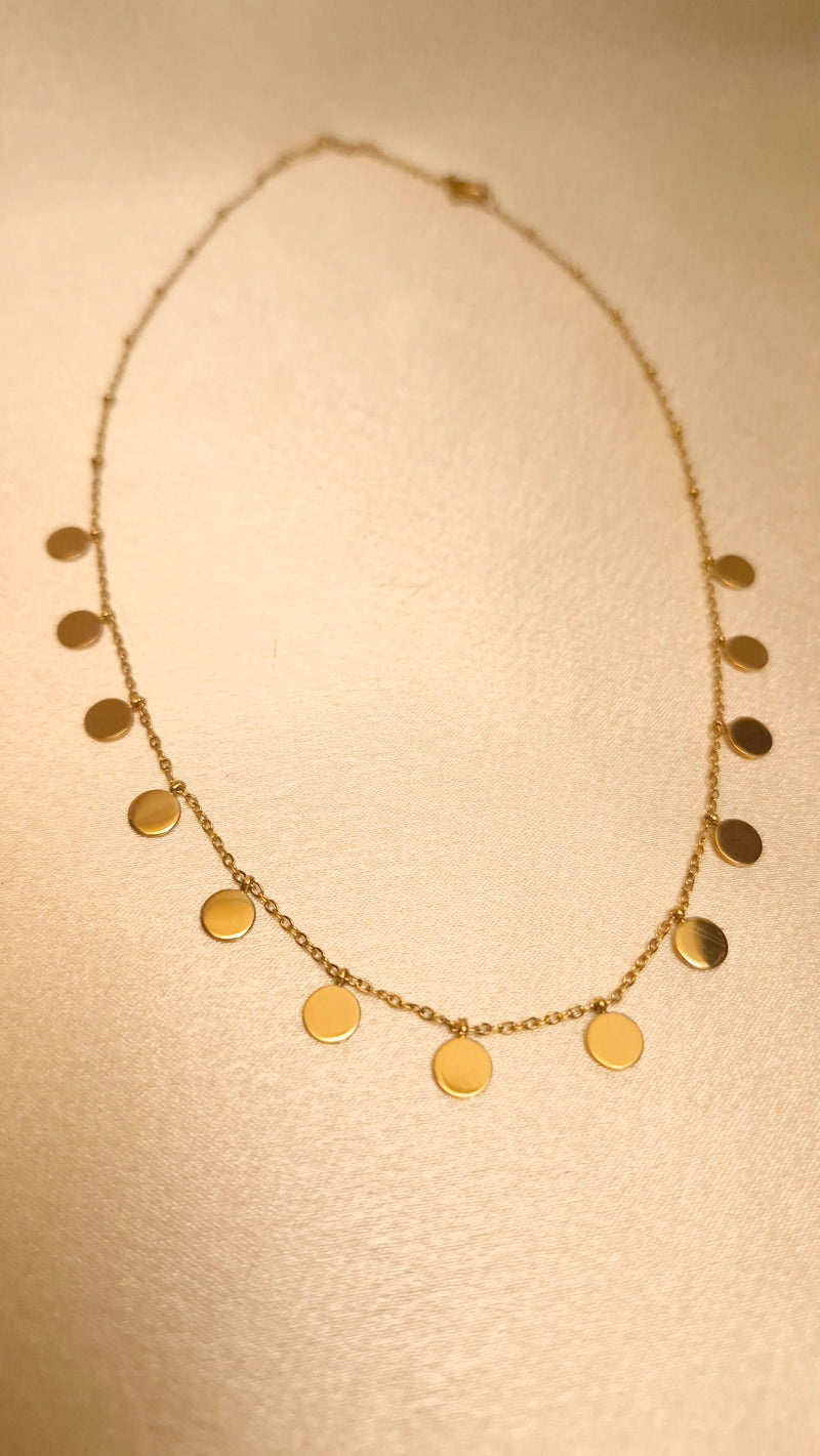 🟤 Matte Gold Disc Necklace