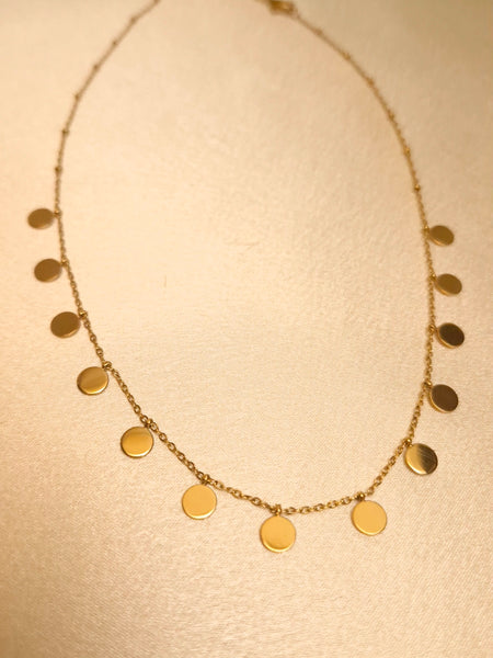 🟤 Matte Gold Disc Necklace