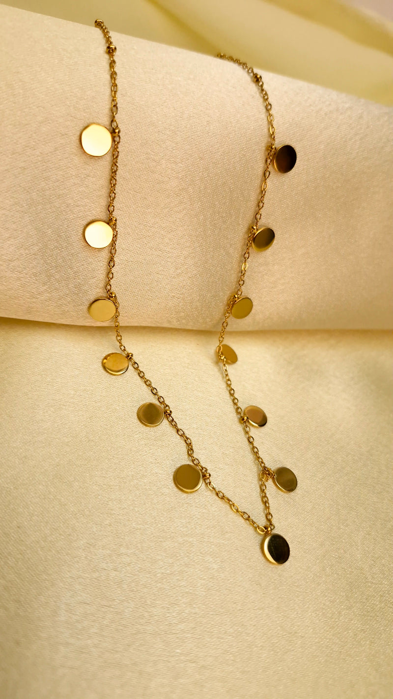 🟤 Matte Gold Disc Necklace