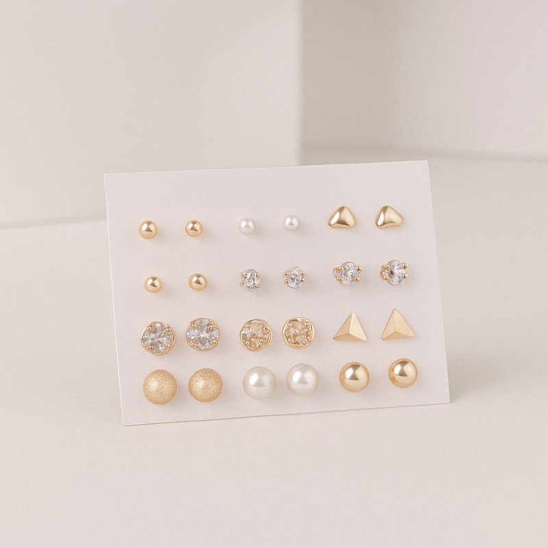 Elegant Earrings Set ✨ ( 12 Sets )