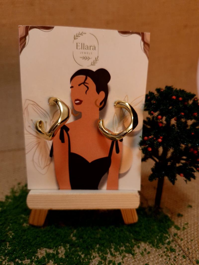 Twisted Gold-Black Hoop Earrings