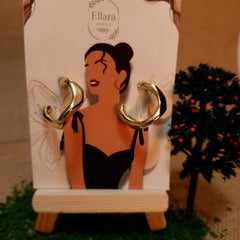 Twisted Gold-Black Hoop Earrings