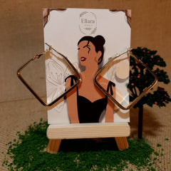 Golden Square Hoop Earrings 🟨