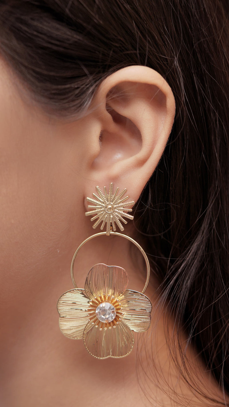 🌺 Golden Bloom Floral Earrings