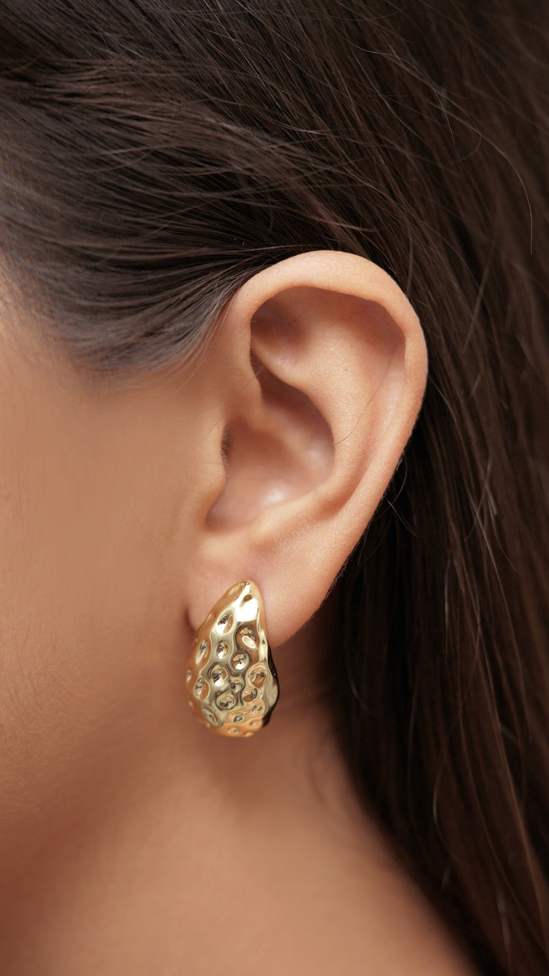 Molten Gold Pebble Studs
