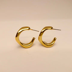Twisted Gold-Black Hoop Earrings