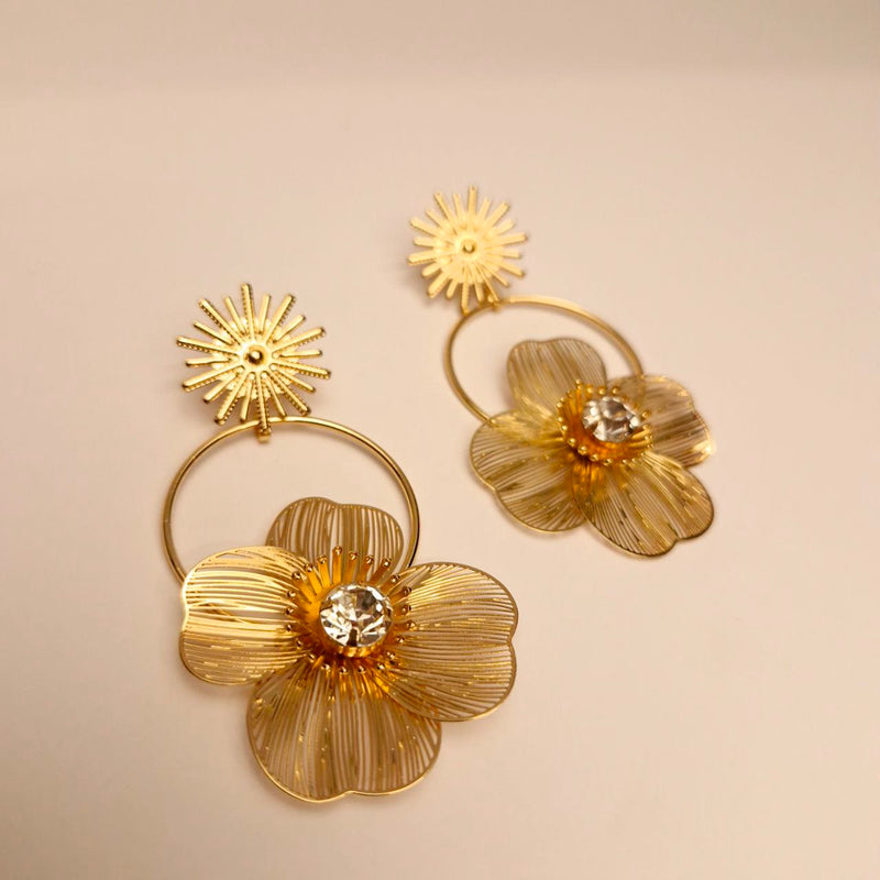 🌺 Golden Bloom Floral Earrings