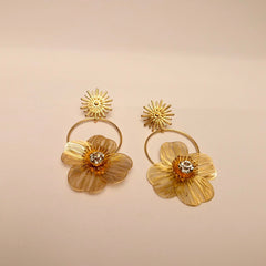 🌺 Golden Bloom Floral Earrings