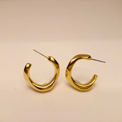 Twisted Gold-Black Hoop Earrings