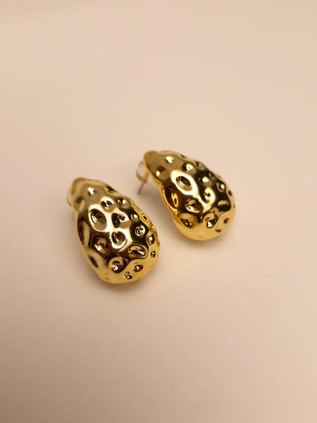 Molten Gold Pebble Studs