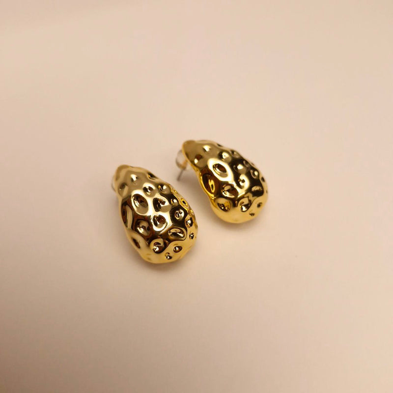 Molten Gold Pebble Studs