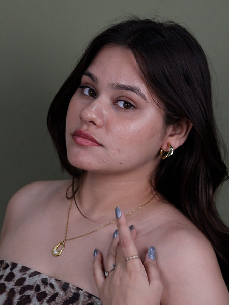 Twisted Gold-Black Hoop Earrings