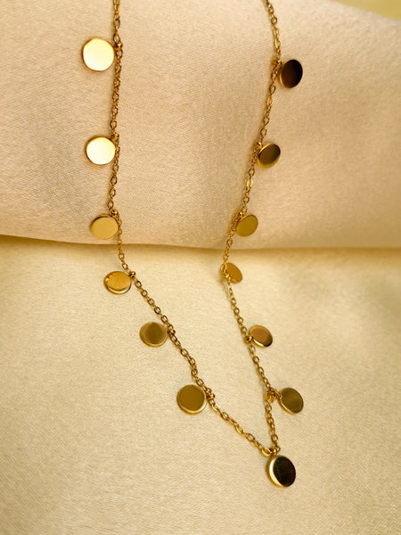 🟤 Matte Gold Disc Necklace