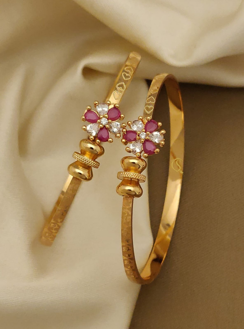 🌸 Ellara Jewels – Ruby Blossom Kada 🌸