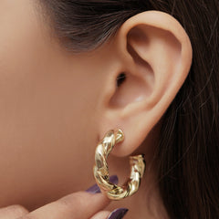 ✨ Twisted Gold Hoops – Luxe Imitation Finish 🌟