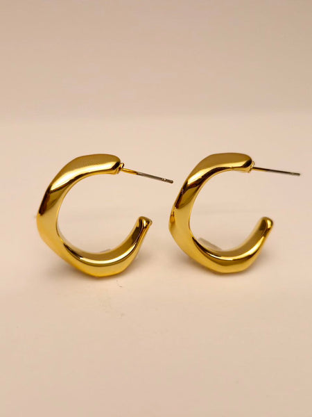 Twisted Gold-Black Hoop Earrings