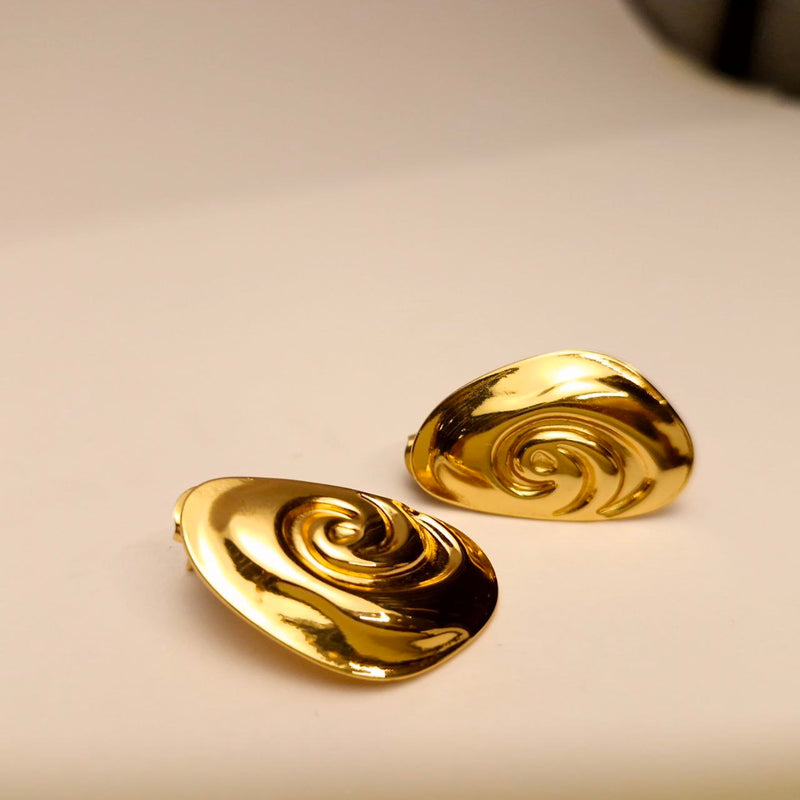 Ellara Sculpted Swirl Studs – Statement Elegance 💫