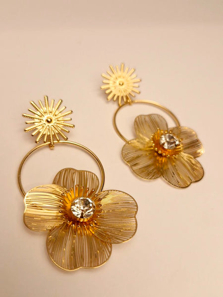 🌺 Golden Bloom Floral Earrings