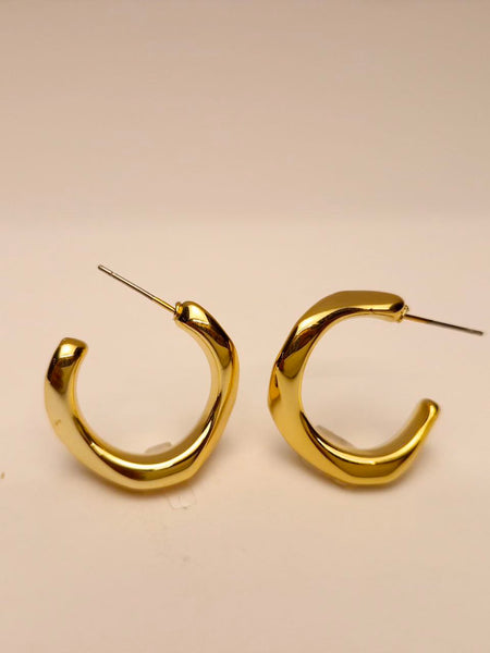 Twisted Gold-Black Hoop Earrings